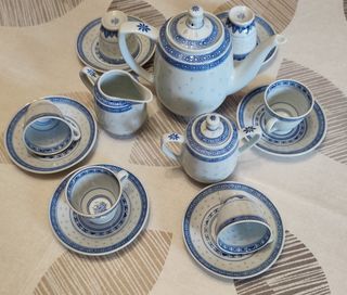 Juego café porcelana azul y blanco