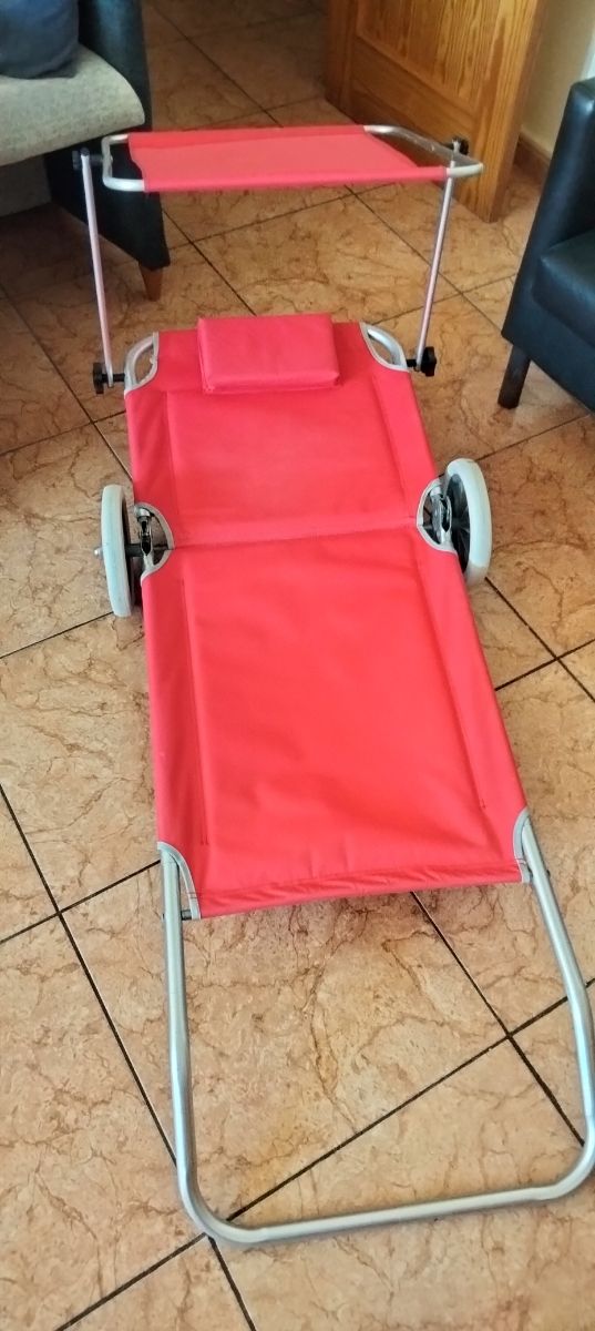 Tumbona playa roja plegable