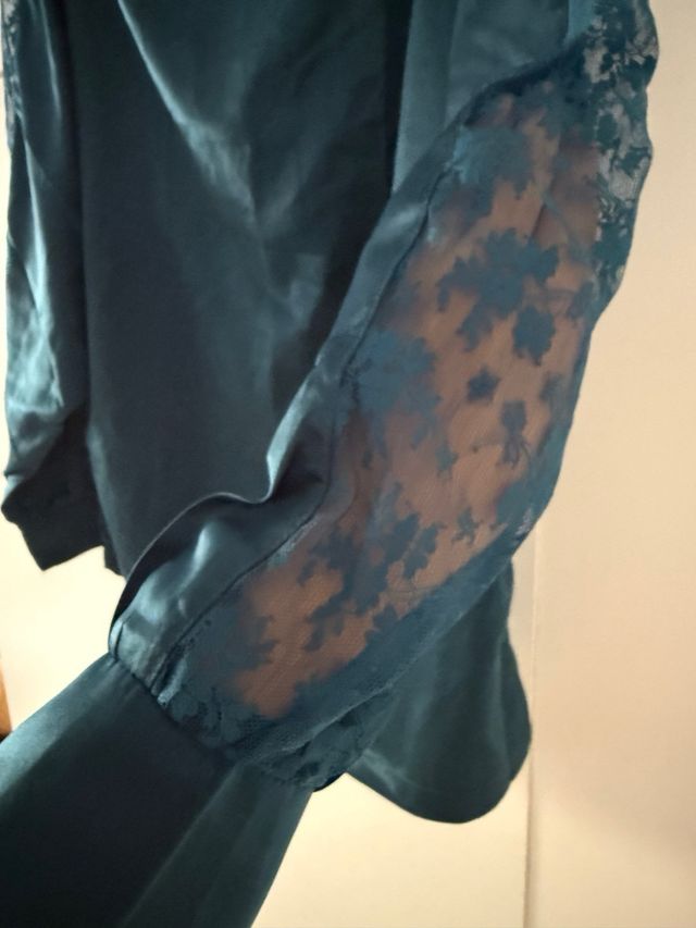 Blusa seda teal - Talla L