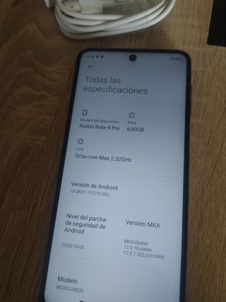 Xiaomi Redmi Note9 Pro 64GB Azul nuevo golpe atras