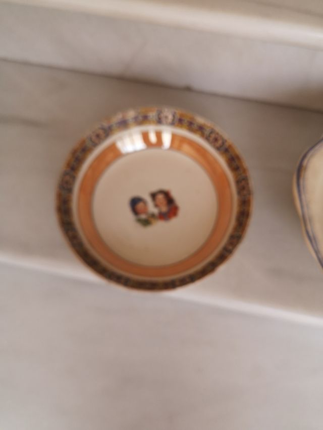 2 boles cerámica antiguos niños