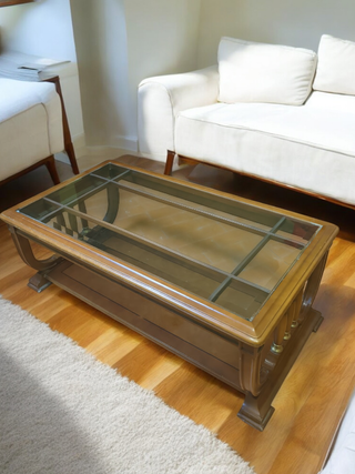 Mesa centro madera cristal vintage
