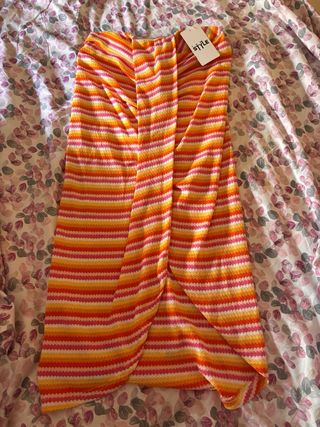 Falda larga multicolor a rayas