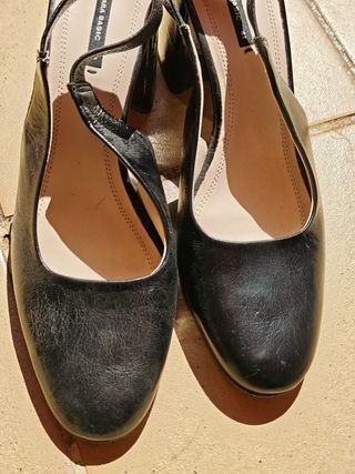 Zapatos de piel tacón negros 41