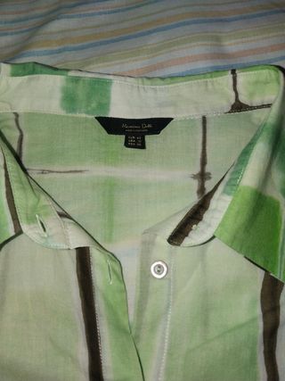 Camisa Massimo Dutti - Verde y Blanca