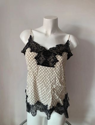 Blusa Zara beige y negra