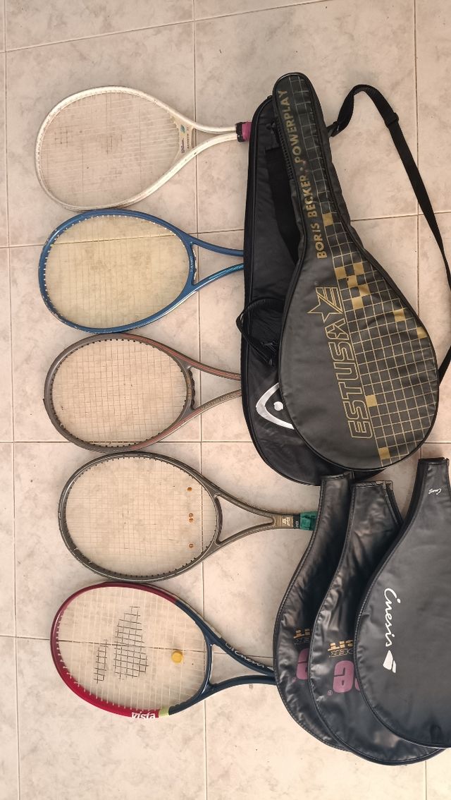 5 racchette da tennis + borse