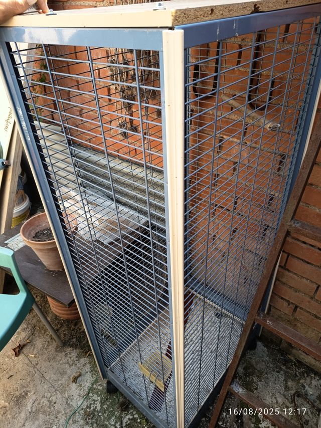 Jaula pajaros grande gris beige