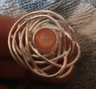 Anillo Flor Plata - Naranja