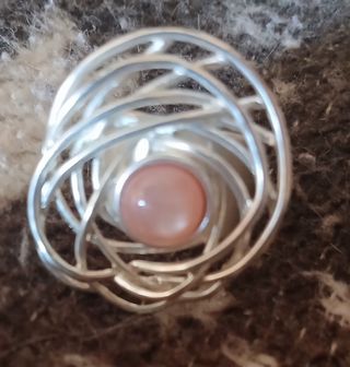 Anillo Flor Plata - Naranja