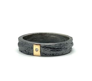 Anillo oro 18k-plata, diamante natural