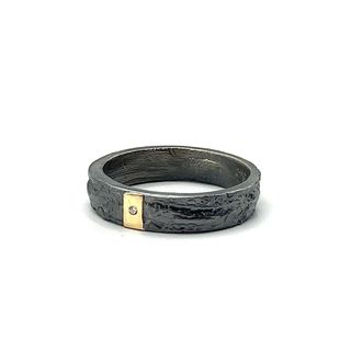 Anillo oro 18k-plata, diamante natural