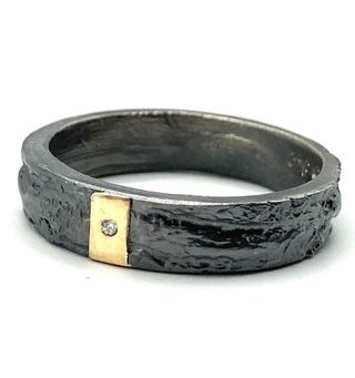 Anillo oro 18k-plata, diamante natural