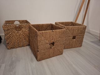3 cestas mimbre IKEA beige
