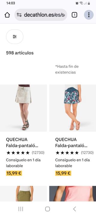 Falda pantalón Decathlon beige