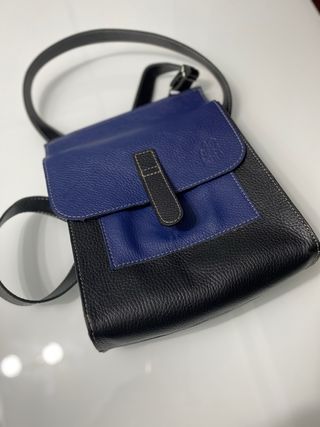Bolso bandolera cuero azul-negro