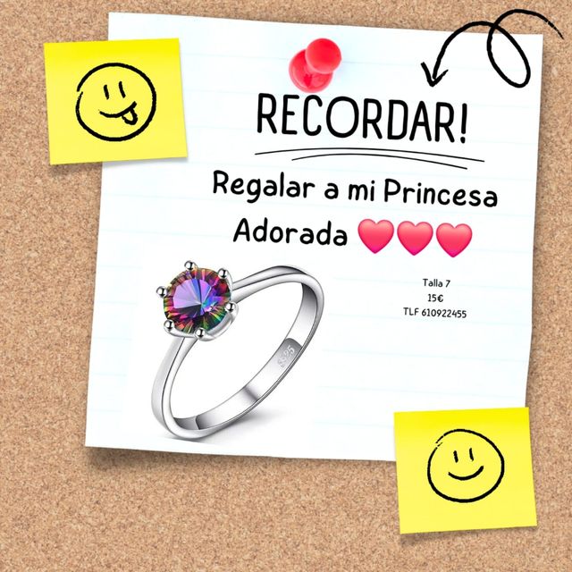 Anillo circonia solitario arcoiris