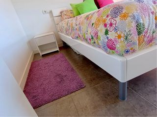 CAMA 135, CABECERO y 2 MESILLAS, BLANCO LACADO