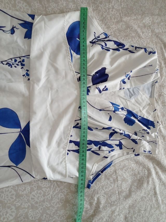 Vestido verano largo blanco y azul