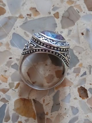 Anillo plata multicolor hombre