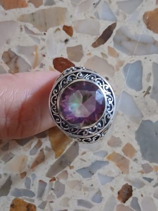 Anillo plata multicolor hombre