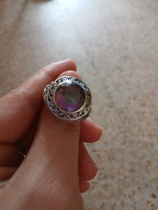 Anillo plata multicolor hombre