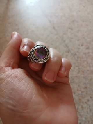 Anillo plata multicolor hombre