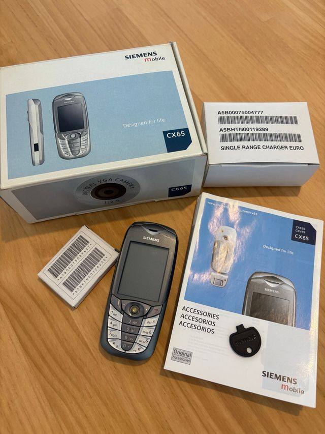 Siemens CX65: móvil, caja, cargador y batería