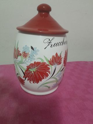 Zuccheriera Ceramica Rossa e Bianca