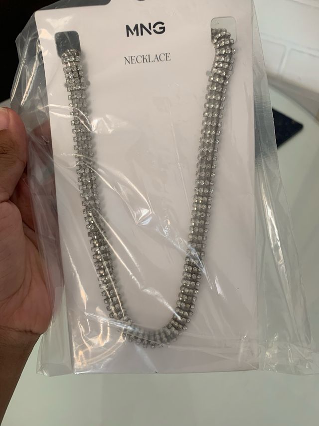 Collar Mango - Cristales Plata