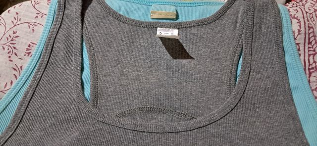 2 Canotte Domyos L-XL Grigio-Turchese