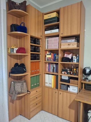 Scrivania e libreria legno - marrone
