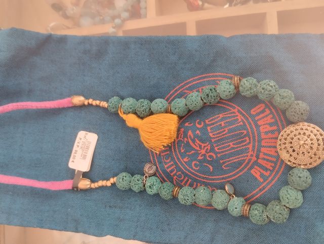 Collar turquesa lava - Joya étnica