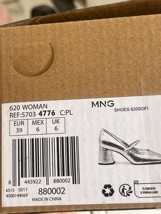 Zapato piel plateado - Mango (t.39)