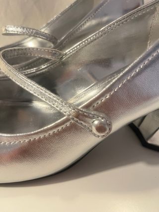 Zapato piel plateado - Mango (t.39)
