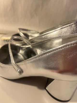 Zapato piel plateado - Mango (t.39)