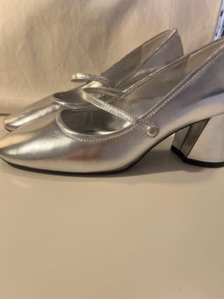 Zapato piel plateado - Mango (t.39)