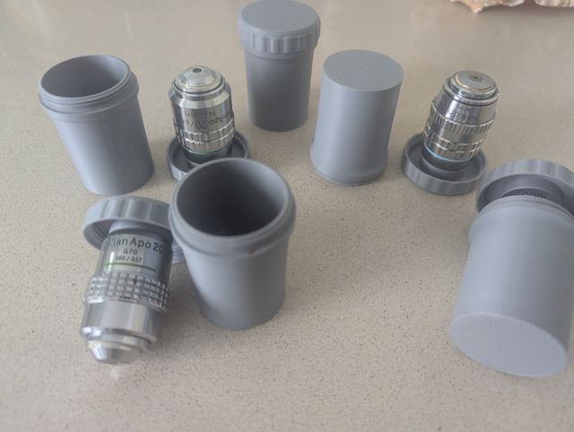 5 Cajas para objetivo de microscopio (pack de 5)