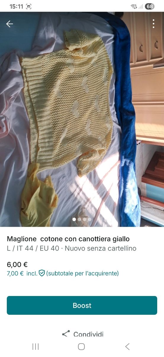 Maglia cotone gialla L/IT 44/EU 40