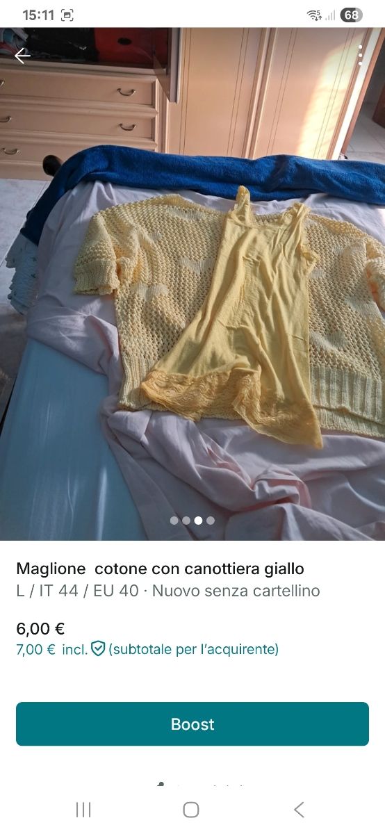 Maglia cotone gialla L/IT 44/EU 40