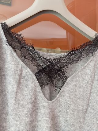 Maglione grigio Shein con pizzo nero