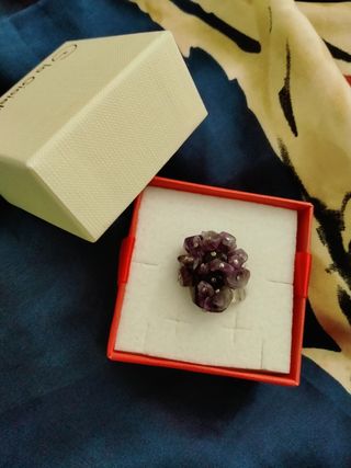 Anello Ametista Vintage Acciaio