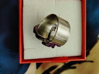Anello Ametista Vintage Acciaio