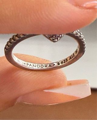 Anillo Pandora corazón rojo plata