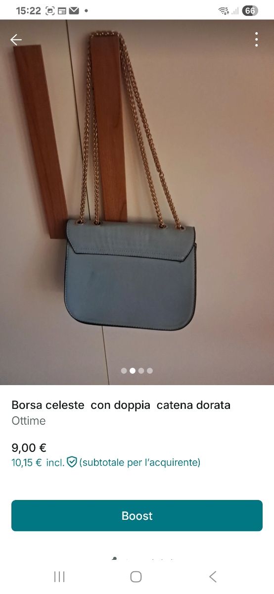 Borsa a tracolla celeste - catena oro
