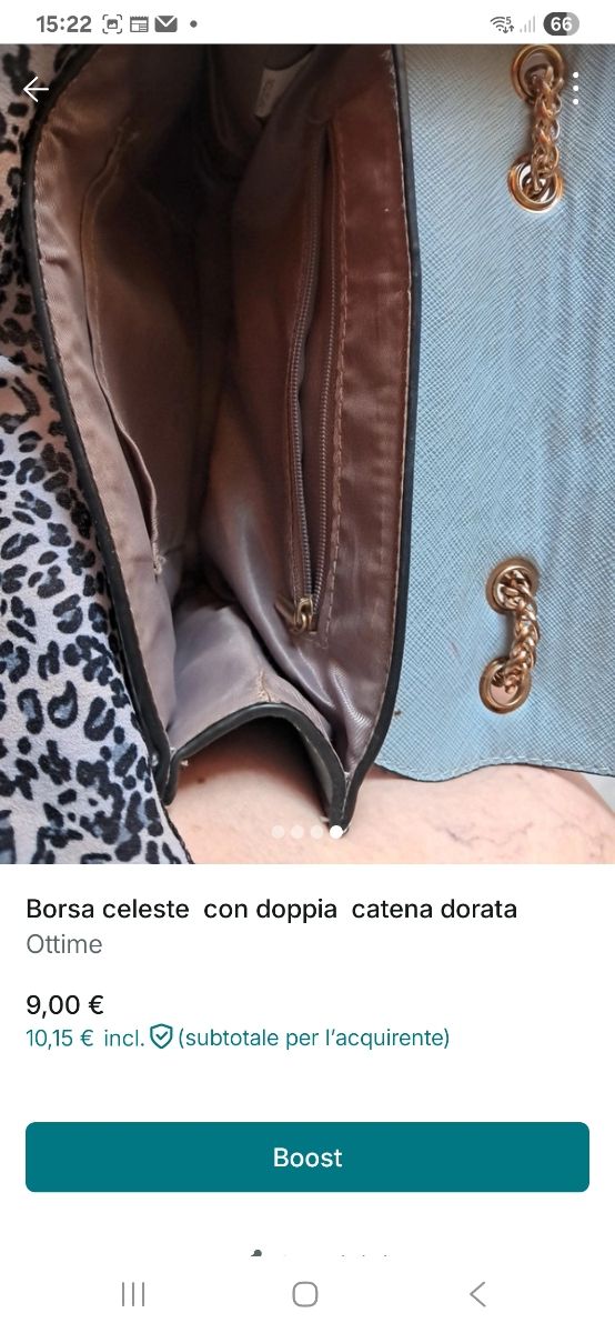 Borsa a tracolla celeste - catena oro