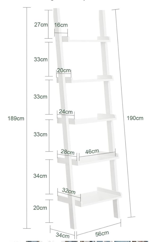 Estantería Escalera Blanca - 5 Estantes