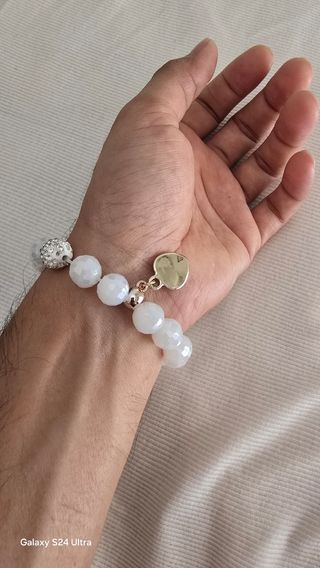 Braccialetto perle bianche & oro