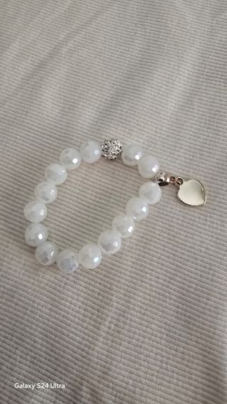 Braccialetto perle bianche & oro