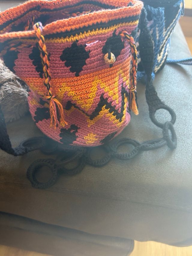Bolso crochet amarillo - hecho a mano